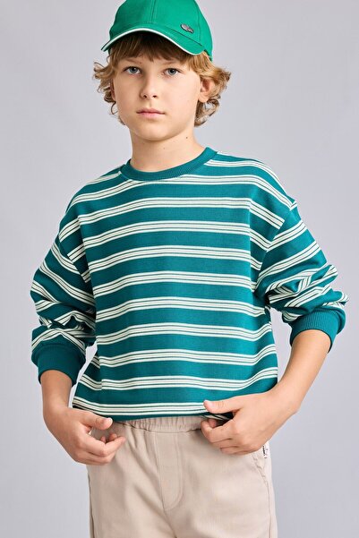 DeFacto Oversize Crew Neck Striped Sweatshirt for Boys H9694A826Wn