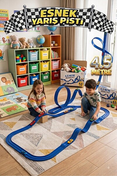 Magicway 4,5 Metre Esnek Yarış Pisti Seti – 360° Döngülü, Rampalı, Tümsekli O...