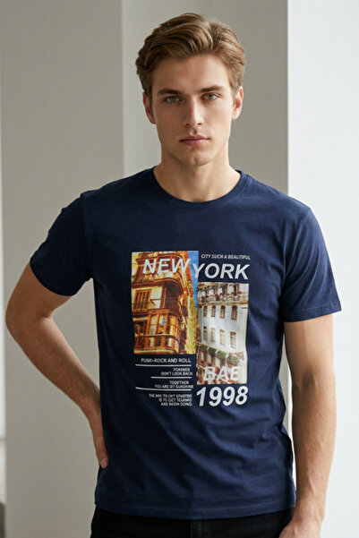 OEM Tricou bărbătesc cu imprimeu New York 1998, croială clasică, mâneci scurt...