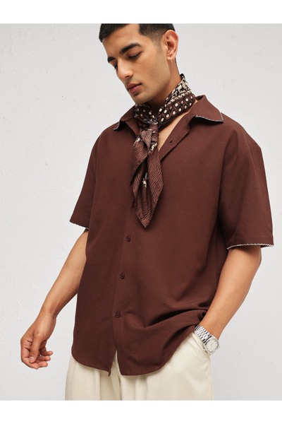 Mascln Sassafras By Styli Men Linen Thread Detail Relaxed Fit Shirt