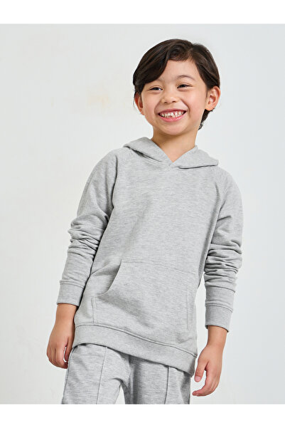 Styli Kids Unisex Grey Regular Fit Cotton Hoodie