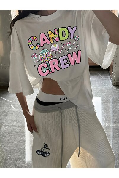 Generic Brand Candy Crew with Colorful Candies,short sleeve,casual wear,every...