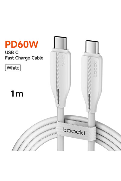 Choice7 toocki 60W 1M White Toocki USB C to USB C Cable 100W 5A PD Fast Charg...