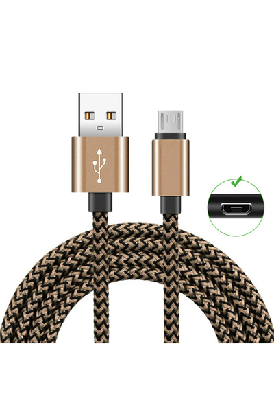 Choice14 1m Gold Micro USB Charging Braided Cable For S6 S7 Mate 7 8 Honor 8X...