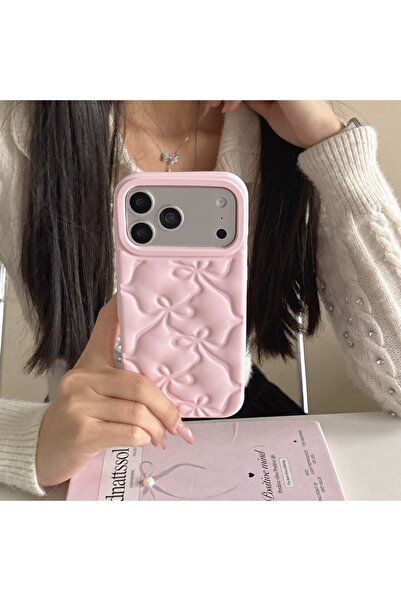 Choice25 iPhone 17 2 Simple Pink Bowknot Silicone Soft Phone Case For iPhone ...