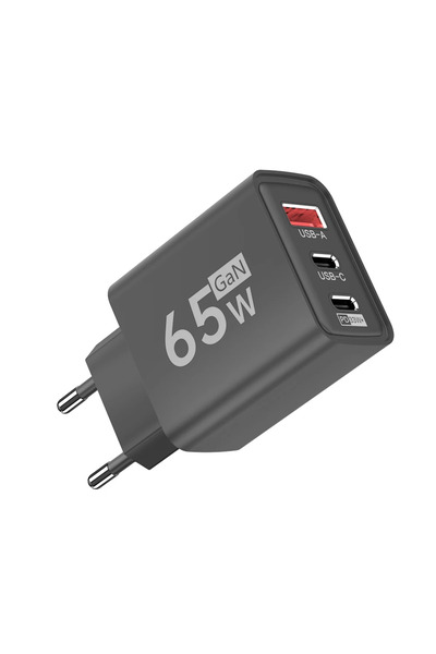 choice2 Black EU Plug 65W GaN USB C Fast Charger EU US Plug Quick Charge 3.0 ...