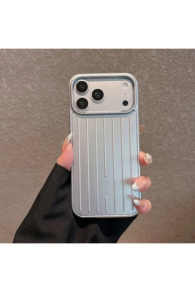 Choice30 iPhone 15 Silver Luxury Striped Luggage Texture Phone Case For IPhon...