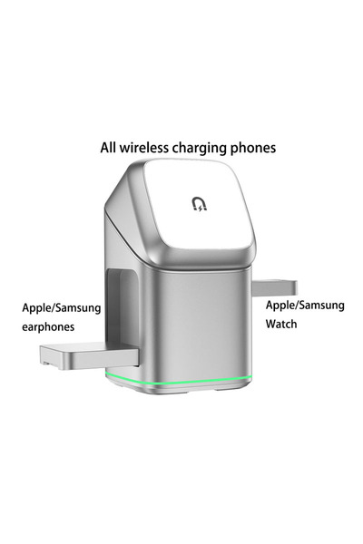 Choice Silver - iP Samsung Praiser 25W Qi2 Foldable Touch Auto Rotation Magne...