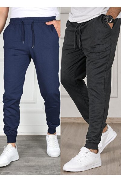 TORUK MAKTO Set of 2 Unisex Ribbed Leg Sweatpants Jogger Comfortable Fit Dail...