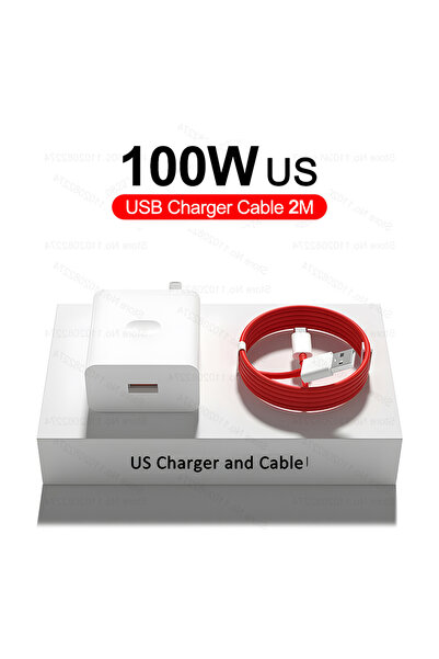 Choice5 US Charger 2M Cable For 100W SuperVOOC USB Fast Charger For 15 15r 13...