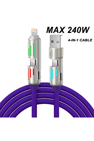 Choice1 Purple 240W 2-in-2 Fast Charging Data Cable USB Type-C To Type-C iOS ...