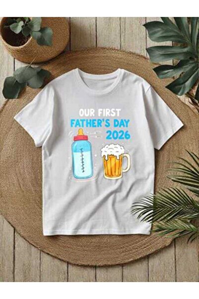 kai22 New "Our First Father's Day 2026" Graphic Tee, Casual Short Sleeve Crew...