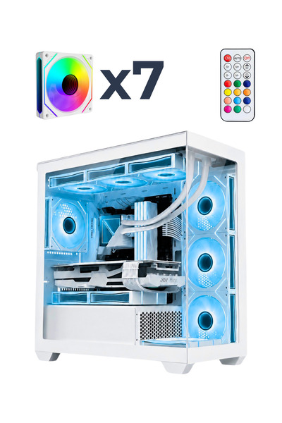Revenge Serenity 7xARGB Fanlı Kumandalı USB 3.0 Beyaz Temperli Cam Panoramik ...