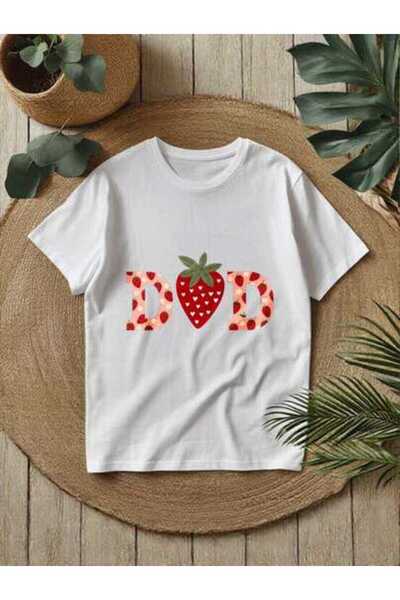 4CR Graphic T-Shirt Men Strawberry "DAD" Print, Casual Short Sleeve Crew Neck...