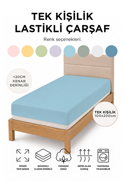 100x200 PAMUKLU LASTİKLİ ÇARŞAF - TEK KİŞİLİK - RANFORCE
