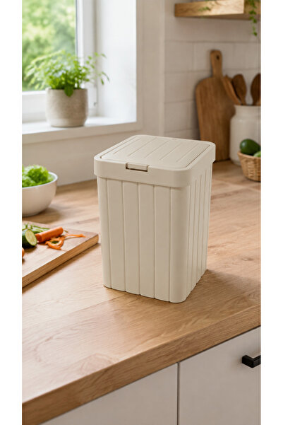 Hagen 10 Liter Cream Lid Trash Can Stylish Compact Kitchen, Bathroom, and Off...