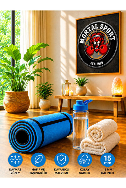 15 MM PİLATES YOGA EGZERSİZ MİNDERİ SPOR KAMP MATI 170x55 PEMBE SİYAH MAVİ SİYAH ÇİFT RENK ÇİFT TARAFLI