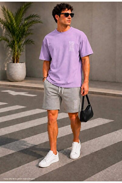 TREND EMMODA Ανδρικό σετ με σορτς και μπλουζάκι με στάμπα Balance Oversize