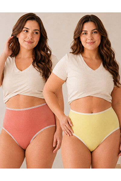 OrganicKid Ease Kadın Gülkurusu-Sarı Yüksek Bel Slip Külot 2'li Set
