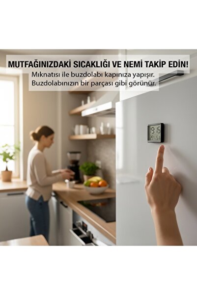 UpWay Dijital Sıcaklık ve Nem Göstergeli Saat – Mıknatıslı Kompakt Mini Model