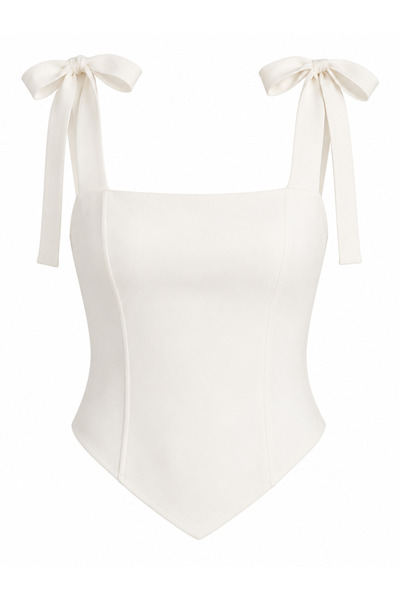 Laluvia White Adjustable Shoulder Tie Bustier - 70273