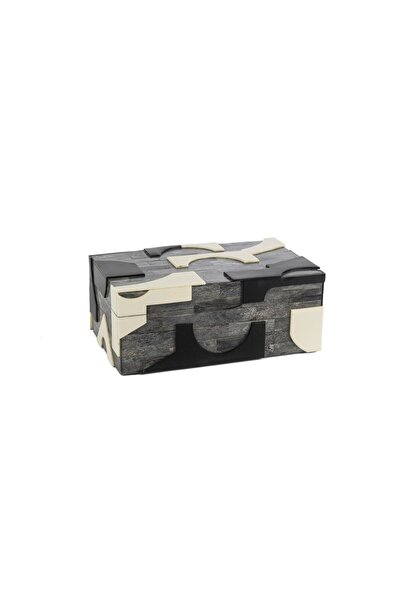 Mikasa Moor صندوق زخرفي منقوش باللون الأبيض المدخن مقاس 26x16x10 سم