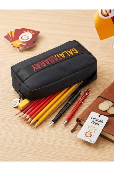 tüftürük Galatasaray Black Pencil Bag with Zipper and Lightweight Portable De...