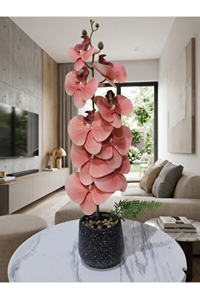 co arma Artificial Orchid Flower with Glass Vase Beautiful and Exquisite Shap...