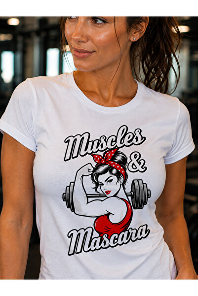 Generic Brand Tricou Damă Gym „Muscles & Mascara” – Retro Fitness