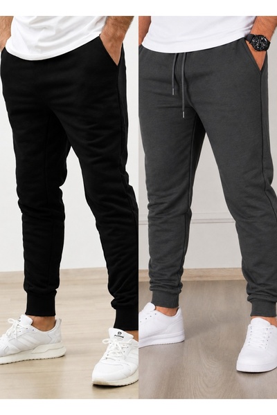 TORUK MAKTO Set de 2 pantaloni de trening unisex cu tiv cu nervuri Jogger, cu...