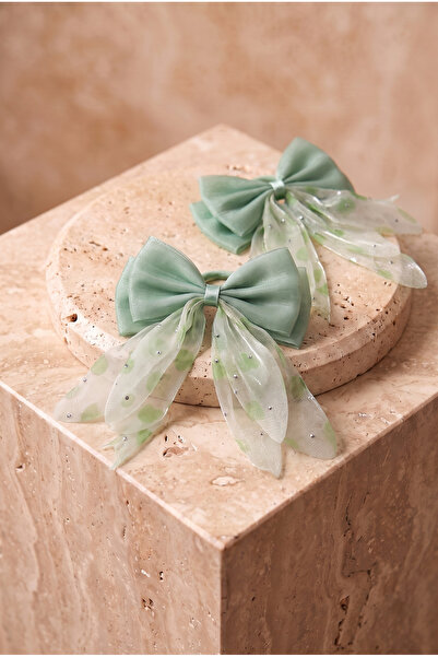 Katia&Bony Girl's Heart Bowknot 2-Piece Rubber Buckle Green