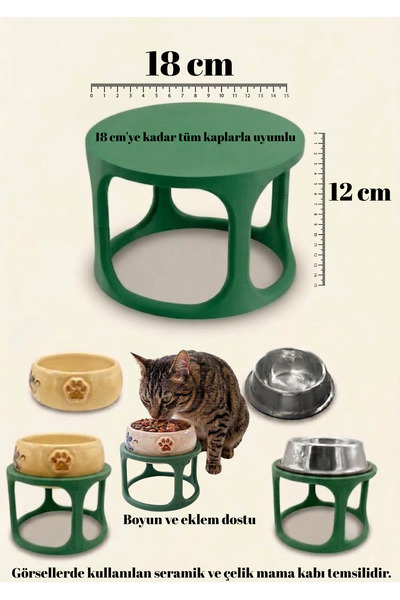 Together Petonik Mama Kabı Yükseltici 18 cm - Seramik ve Çelik Kaplarla Uyuml...