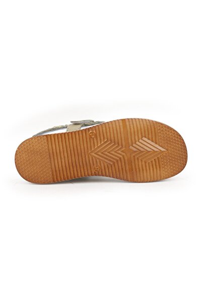 Mammamia Women's Sandals Daily Genuine Leather Mesh Cross-Strapped Anatomical Velcro 26Y-2965