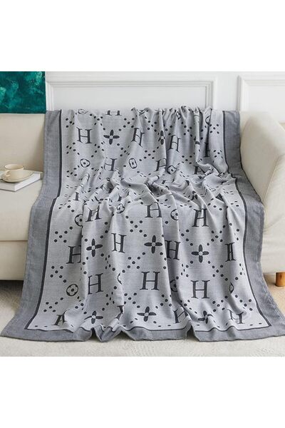 VAODO Throw Blanket, 130 * 190cm Soft Alphabet Knit Jacquard Bed Blanket, Boh...