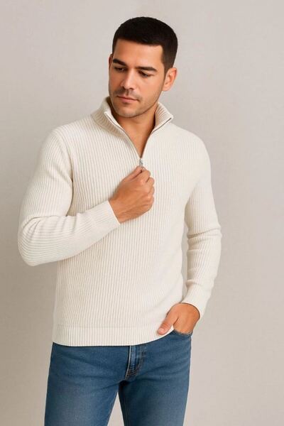 Mariposa Secret Men's Half Zipper Knitwear Sweater Thessaloniki Knit Stand Co...
