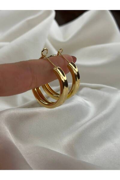 Gold orta boy yassı halka küpe