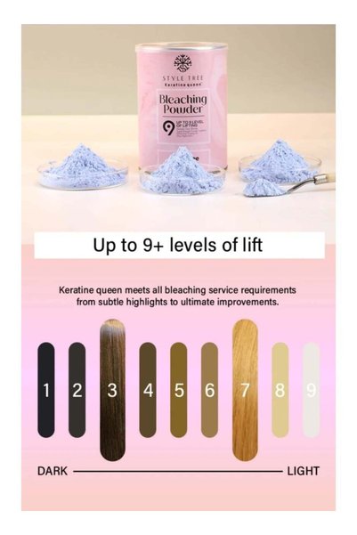 Keratine queen Style Tree Bleaching Powder – Dust Free, 9 Level Lift (500g)