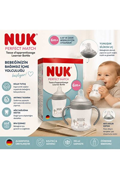 Nuk Perfect Match Öğrenme Biberonu 150 ml – 6 Ay+ 🍼💗