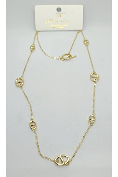 ndjewelry Via Gold Color Geometric Detailed Necklace (Max 80 cm)