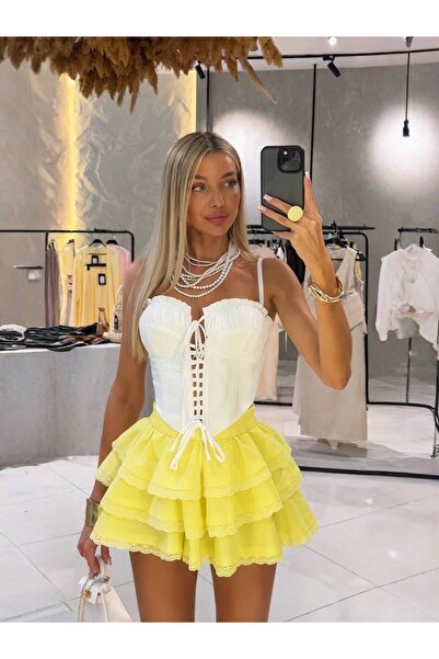 AndraRose Styles Compleu elegant cu corset și fustă cu volane AMELIE - Alb & ...
