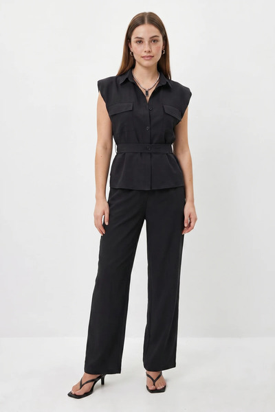 Şeker Portakalım Women's Padded Belt Detailed Pocketed Vest with Elastic Wais...