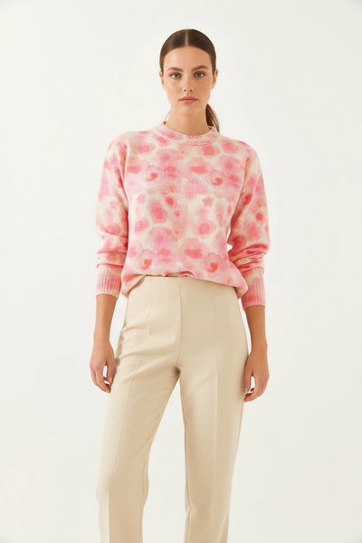 Generic Brand Women's Piecework Knitwear Beige Pink Sweater