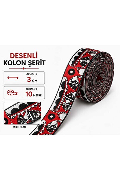 aurellen Desenli Çanta Kolonu 3 cm 10 Metre – Etnik Desenli Dokuma Şerit Çant...