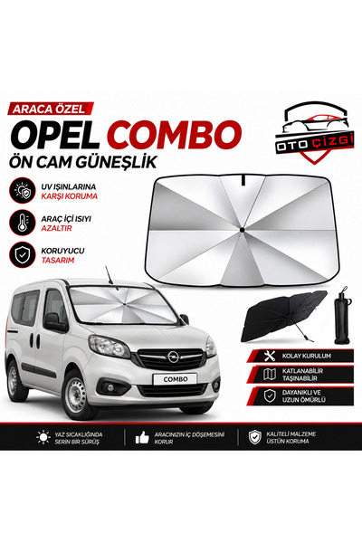 Oto Çizgi Opel Combo Şemsiye Tip Ön Cam Güneşliği Katlanabilir UV Korumalı Ar...