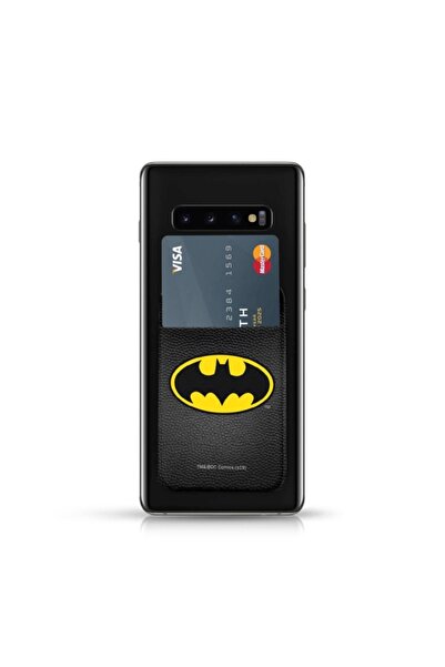 OEM Αυτοκόλλητη Θήκη Καρτών από Δερματίνη PU για Smartphone - DC Batman Μαύρο