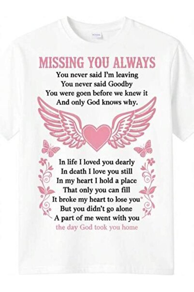 2BIR Plus Size Men's Memorial T-Shirt, Glitter Angel Wings "Always Miss You" ...