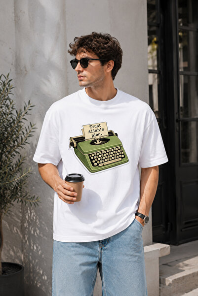 BAGAND Premium Trust Allah's Plan Printed Oversize Unisex T-Shirt Typewriter ...