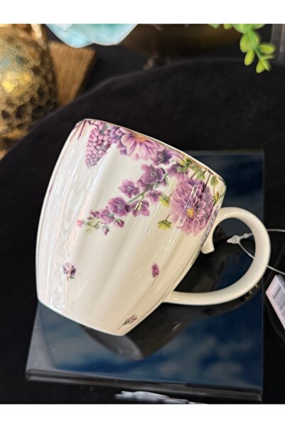 LOKMAN ZÜCCACİYE SHOWROOM Acar Lux Porcelain Purple Flower Octavia Mug 220 ml
