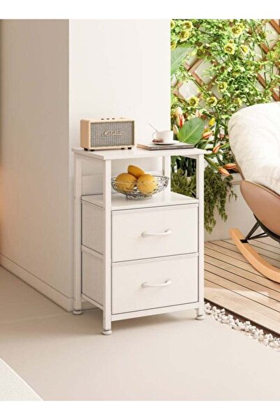 Generic 3-Tier Side Table with 2 Fabric Drawers Home Bedside Table End Coffee...