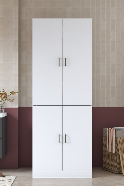 Rani Mobilya Rani KD126 Çamaşır Makinesi Dolabı 4 Kapaklı Çekmeceli Banyo Dol...